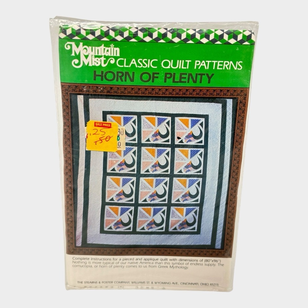 Mountain Mist Quilt Pattern Unisex OS Multi NEW Horn of Plenty No 87 Vintage